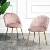 Milverton Pair of 2 Velvet Dining Chairs with Golden Chrome Legs (Dusty Pink). - ER20. Our Milverton
