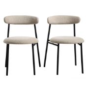 Donna Set of 2 Taupe Boucle Dining Chairs. - ER29. RRP £209.99. With slightly curved back and