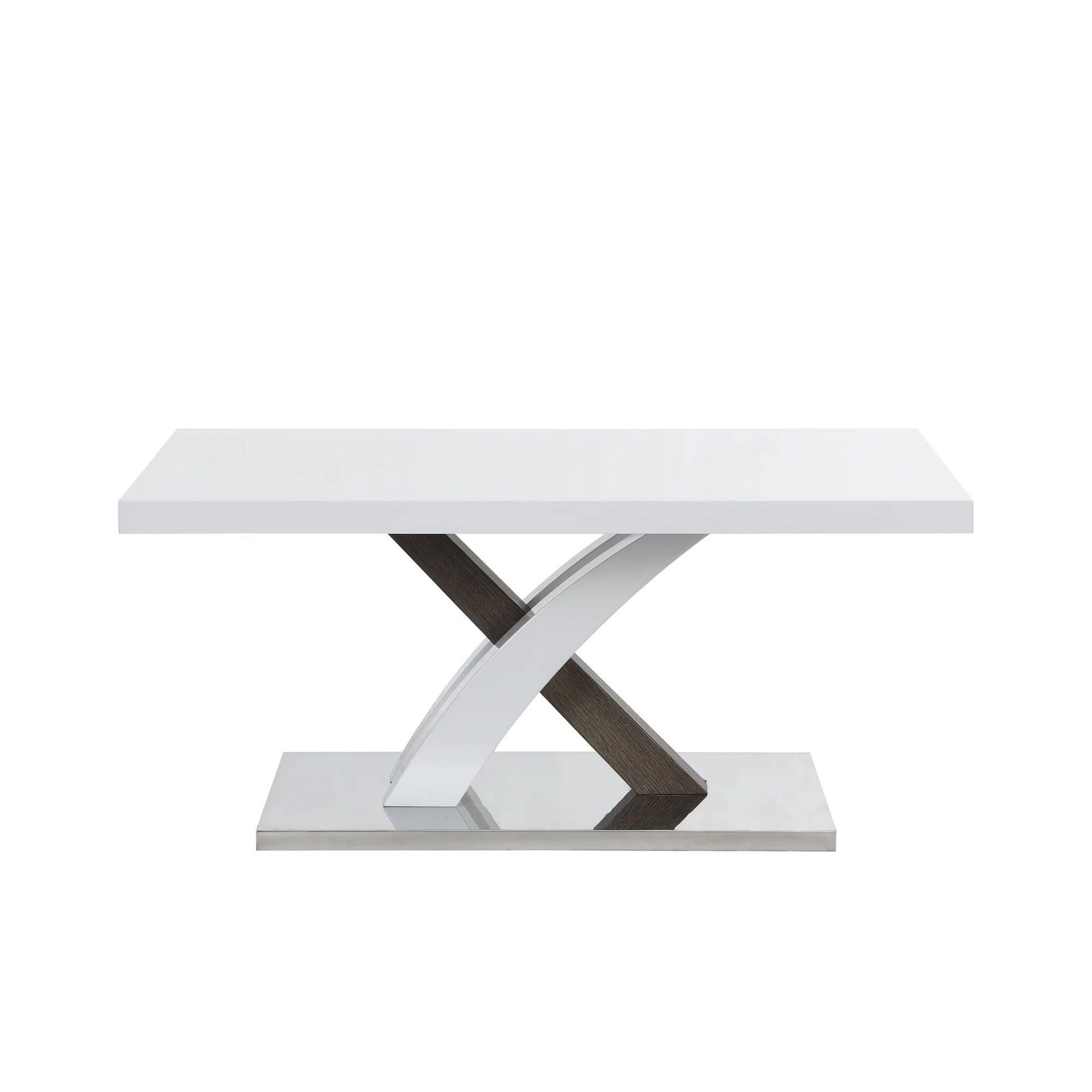 Basel High Gloss White Coffee Table with Stainless Steel Base. - ER23. RRP £199.99. The white glossy - Image 2 of 4