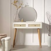 Frances Woven Rattan Dressing Table with Mirror, White. - ER20. RRP £219.99. Natural materials meets