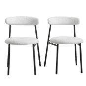 Donna Set of 2 White Boucle Dining Chairs. - ER29. RRP £219.99. With slightly curved back and