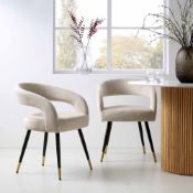 Laurel Wave Champagne Velvet Set of 2 Dining Chairs. - ER23. RRP £259.99. The curved cut out