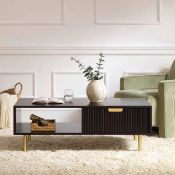 Richmond Ridged Coffee Table with Drawer, Matte Black. - ER20. RRP £199.99. Thanks to its clean
