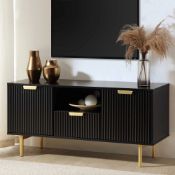 Richmond Ridged 120cm Wide TV Media Unit, Matte Black. - ER23. RRP £249.99. Characterised by sleek