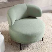 Penn Sage Green Boucle Wing Back Accent Chair. - ER29. RRP £349.99. Chunky seat is well cushioned