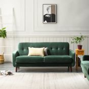 Clarence 3 Seater Sofa in Green Velvet. - ER20. RRP £499.99. Upholstered with soft velvet effect