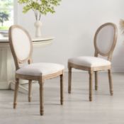 Lainston Set of 2 Classic Limewashed Wooden Dining Chairs, Beige. - ER20. RRP £319.99. Inspired by