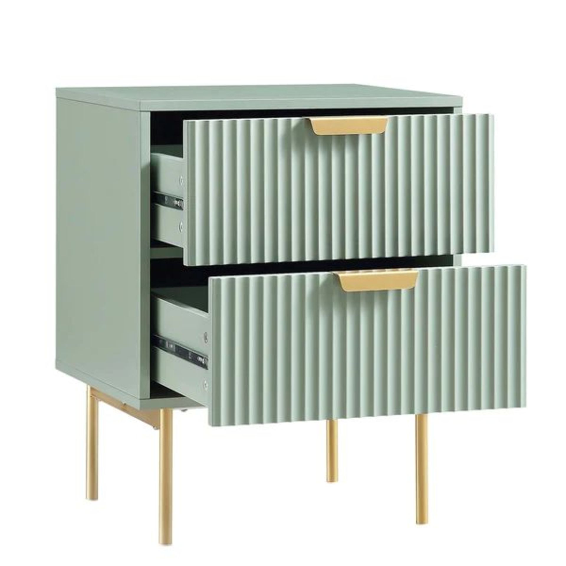 Richmond Ridged 2 Drawer Bedside Table, Matte Sage Green. - ER29. RRP £149.99. Our Richmond - Image 2 of 4