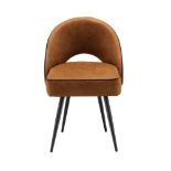 Oakley Set of 2 Cognac Colour Vegan Leather Upholstered Dining Chairs with Piping. - ER29. RRP £
