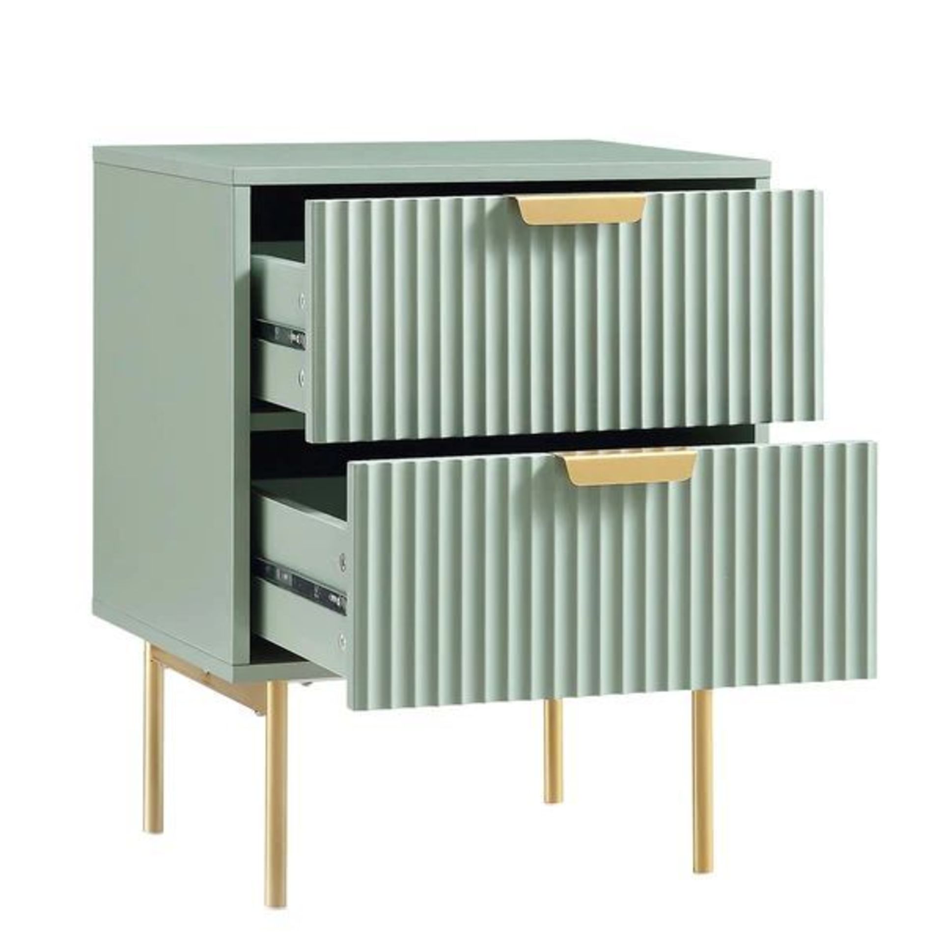Richmond Ridged 2 Drawer Bedside Table, Matte Sage Green. - ER29. RRP £149.99. Our Richmond - Image 4 of 4