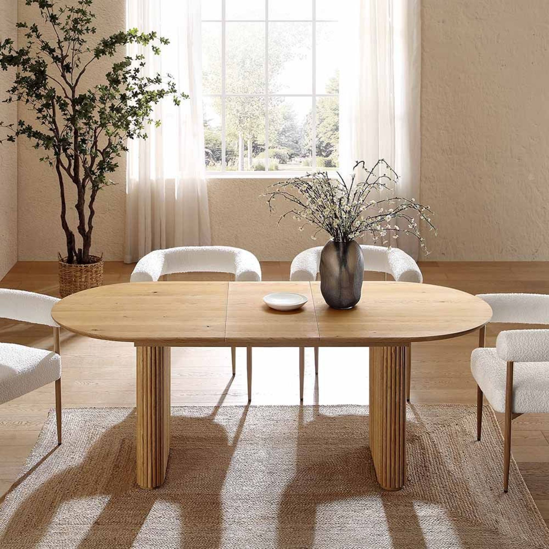 Maru Oval 6-8 Seater Extending Oak Pedestal Dining Table, Oak. - ER23. RRP £649.99. Our Maru - Image 3 of 4