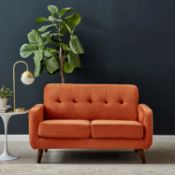 Clarence Sofa 2 Seater in Burnt Orange Velvet. - ER23. RRP £459.99. Upholstered with soft velvet