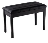 WOODEN DUET PIANO BENCH WITH PADDED CUSHION AND MUSIC STORAGE-BLACK. - ER53. This is our high