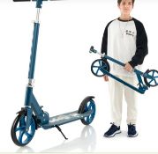 KICK SCOOTER WITH ADJUSTABLE HEIGHTS FOR TEENS AND ADULTS -BLUE. - ER53. It has 3 adjustable stem