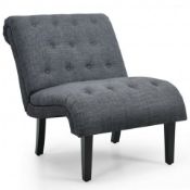 Upholstered Tufted Lounge Chair With Wood Leg-Dark Gray. - ER53. This accent chair is perfect for