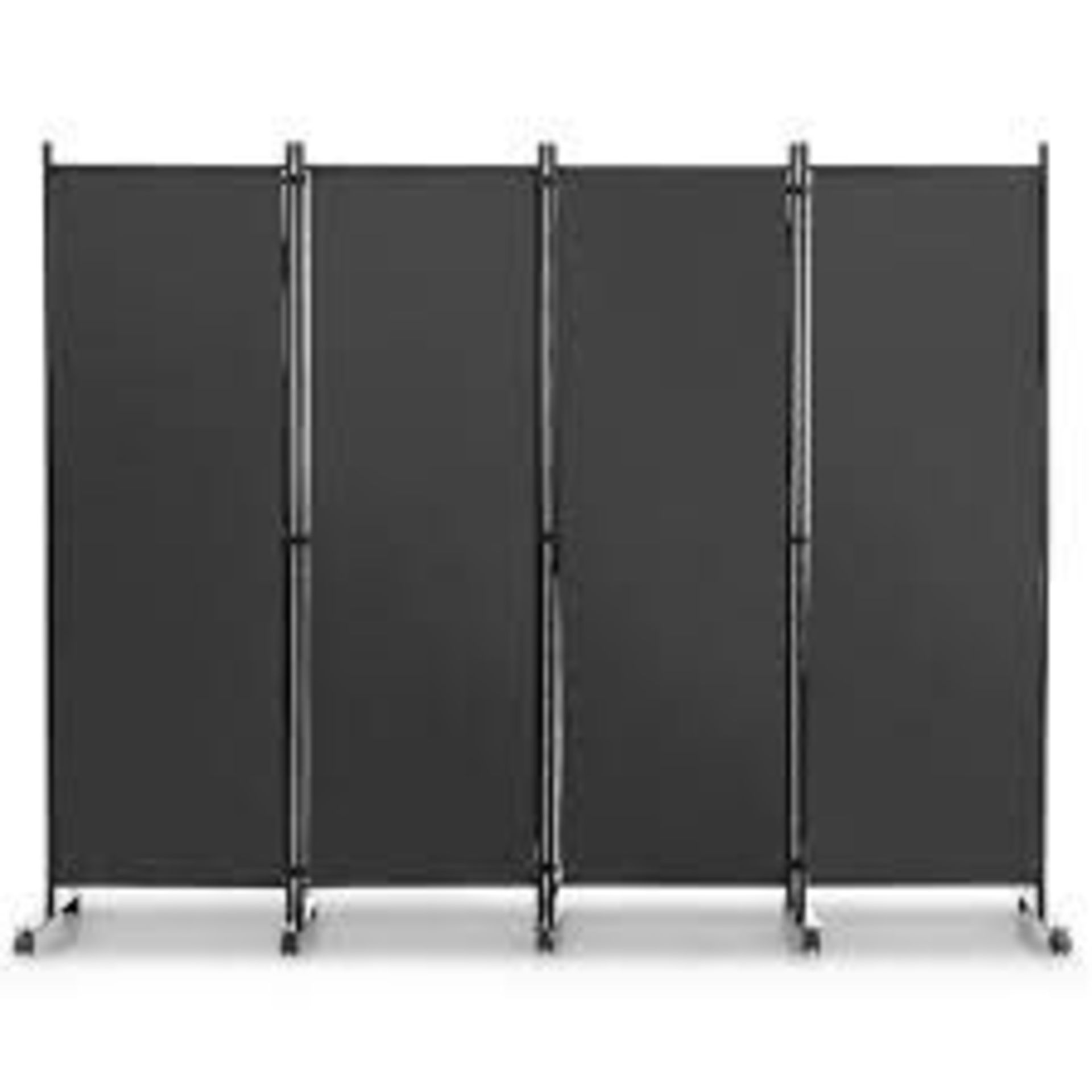 JV10724GR 6FT 4-Panel Folding Room Divider Privacy Screen with Lockable Wheels. - ER53.