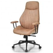 High Back Ergonomic Office Chair With Suede Fabric-Brown. - ER53. This ergonomic office chair will