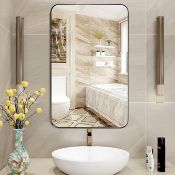 Luxury Rectangular Wall Mirror, Metal Frame Makeup Shaving Bathroom Mirrors, Modern Large Vertical/