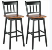 Set of 2 Bar Stools Wooden Counter Height Chair Pub Dining Chairs 360 °Swiveling. - ER53. Each pub