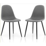 UPHOLSTERED DINING CHAIRS SET OF 2 WITH METAL LEGS-GREY. - ER53. The high rebound foam upholstered