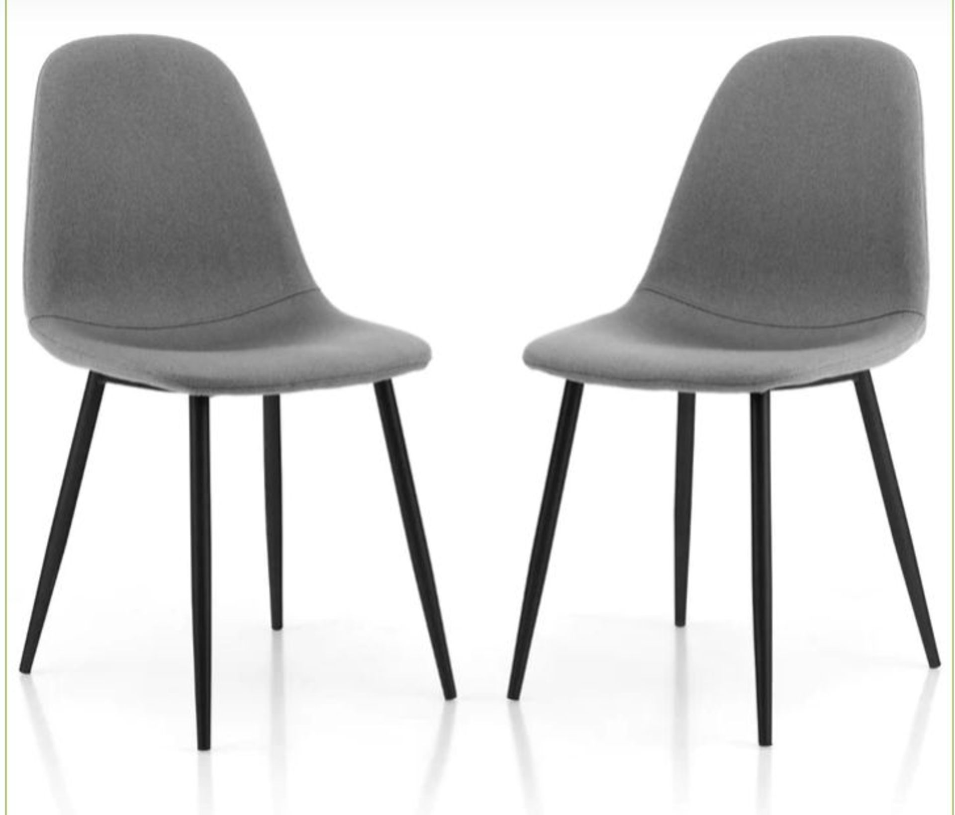 UPHOLSTERED DINING CHAIRS SET OF 2 WITH METAL LEGS-GREY. - ER53. The high rebound foam upholstered