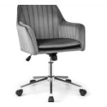 ADJUSTABLE VELVET LEISURE CHAIR WITH 4 UNIVERSAL WHEELS FOR DAILY-GREY. - ER53. This ergonomic