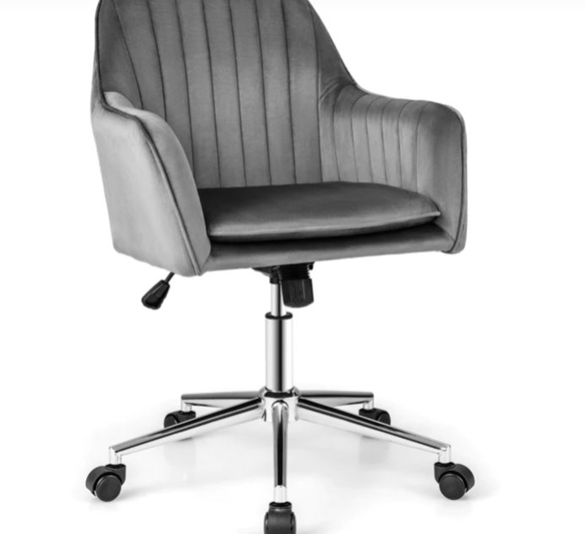 ADJUSTABLE VELVET LEISURE CHAIR WITH 4 UNIVERSAL WHEELS FOR DAILY-GREY. - ER53. This ergonomic