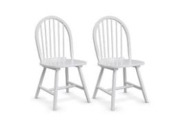 Set of 2 Vintage Windsor Dining Side Chair Wood Spindleback Kitchen Room White. - ER53 We know