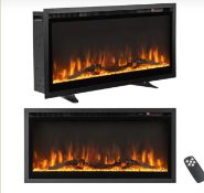 36"/91CM LINEAR ELECTRIC FIREPLACE WITH LOG AND CRYSTAL DECOR AND REMOTE CONTRO-91 CM. - ER53.