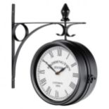 Vintage Wall-Mounted Double-Sided Wall Clock for Indoor and Outdoor. - ER53. This vintage double-