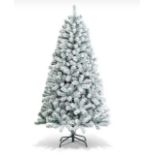 SNOW FLOCKED ARTIFICIAL CHRISTMAS TREE WITH 600/1010 TIPS-6FT. - ER53.