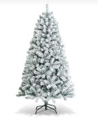 SNOW FLOCKED ARTIFICIAL CHRISTMAS TREE WITH 600/1010 TIPS-6FT. - ER53.