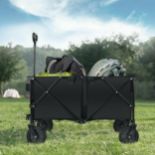 Folding Camping Wagon with Cup Holders and Adjustable Handle. -ER53. This collapsible utility cart