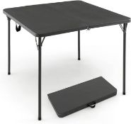 TANGZON 34" Folding Picnic Table, Fold-In-Half Square Table with Carry Handle, Indoor Outdoor