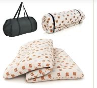 FLOOR FUTON MATTRESS MEDIUM FIRM THICKENED TATAMI MAT WITH CARRYING BAG-BROWN-DOUBLE SIZE. - ER53.