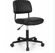 COSTWAY PU Leather Office Chair, Ergonomic Swivel Computer Desk Chair with Wheels, Height Adjustable