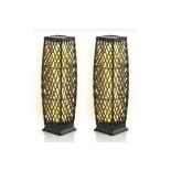 2 PIECES OUTDOOR SOLAR-POWERED FLOOR LAMP SET-BROWN. - ER53. Endow a warm atmosphere to your