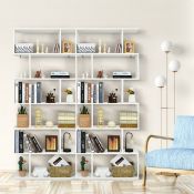 6 Tier S-Shaped Bookshelf Storage Display Bookcase Decor Z-Shelf -White. - ER53. This 6-tier S-