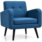 Modern Upholstered Comfy Accent Chair Single Sofa With Rubber Wood Legs-Navy. - ER53. Would you like