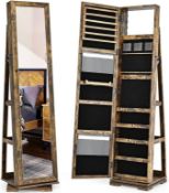 3-in-1 Jewelry Cabinet, Lockable Jewelry Armoire Storage Unit with Full Length Mirror and Display