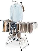 Multigot Clothes Drying Rack, Gullwing Style Folding Clothes Airer with Height-Adjustable Wings