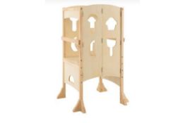 FOLDING HEIGHT ADJUSTABLE KIDS STEP STOOL WITH SAFETY LATCHES-NATURAL. - ER53. This folding step