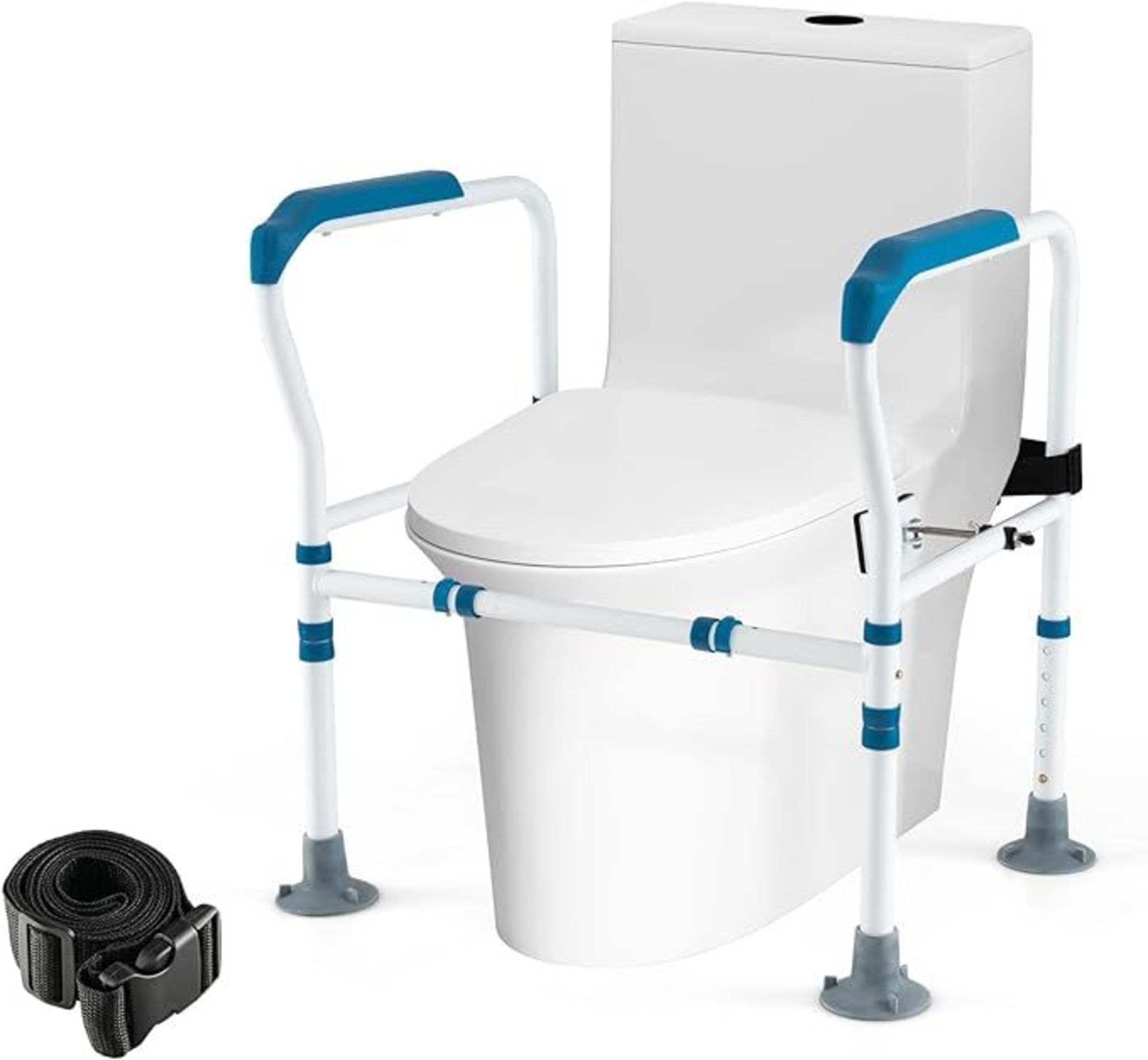 Luxury Toilet Safety Rail for Elderly, Stand Alone Toilet Safety Frame w/Adjustable Height,