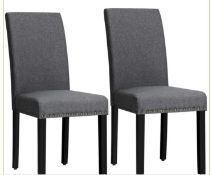 SET OF 2 UPHOLSTERED DINING CHAIRS WITH RUBBER WOOD LEGS-GREY. - ER53.v This upholstered dining