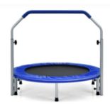 101CM FOLDABLE TRAMPOLINE WITH 4-LEVEL ADJUSTABLE HANDLE FOR ADULTS-BLUE. - ER53. Jumping Cardio
