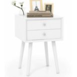 Bedside Table Solid Wood Legs Night Stand Cabinet Unit with 2 Storage Drawers. - ER53. Transform
