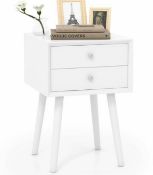 Bedside Table Solid Wood Legs Night Stand Cabinet Unit with 2 Storage Drawers. - ER53. Transform