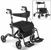 Folding Rollator Walker Aluminium Walking Mobility Aid Lightweight With 4 Wheels. - ER53.