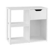 3-Cube Wooden Storage Shelf with Drawer-White. - ER53. The compartmentalized design makes it easy