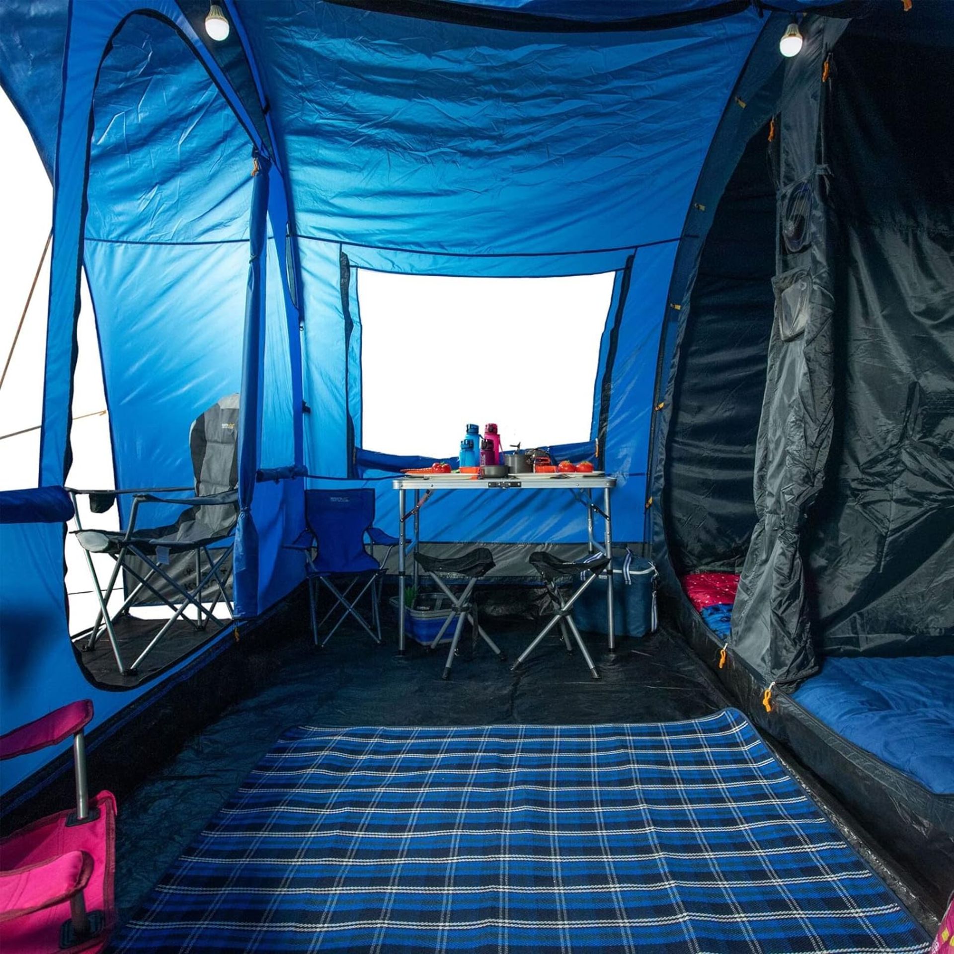 New & Boxed Karuna 4 Man Tunnel Tent | Nautical Blue Laser Blue. RRP £720. (ROW7-BX978). Spacious - Image 2 of 3